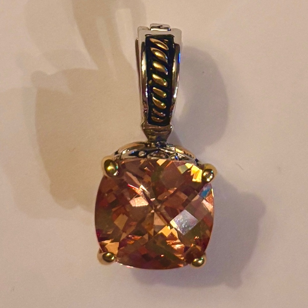Park Lane Orange Topaz CZ Pendant and Chain Like New - Picture 5 of 5